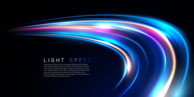 Blue neon light line design blur modern abstract vector illustration