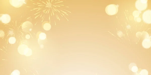 Disegno Vettoriale Bokeh Dorato Con Fuochi Artificio Decorazione Festiva — Foto Stock