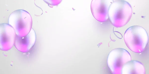三维气球设计精美粉色庆祝派对矢量插图 — 图库照片