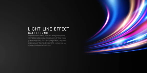 Elegant Abstract Light Line Effect Design Vector Illustration Black Background — Stock Photo, Image