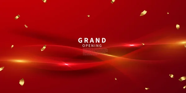 Design your opening card on a red background with elegant gold confetti. vector illustration business banner template