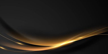 Lüks altın elementler vektör illüstrasyonlu soyut modern tasarım siyah zemin.
