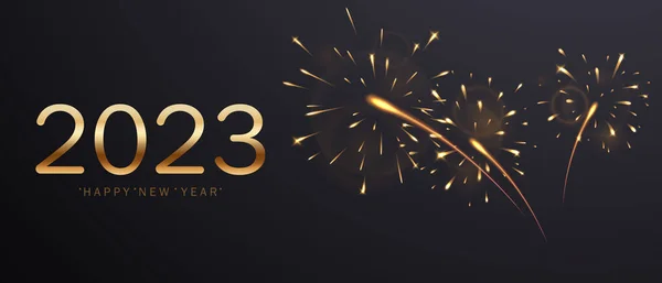 Feliz Año Nuevo 2023 Diseño Fondo Con Elegantes Fuegos Artificiales —  Fotos de Stock