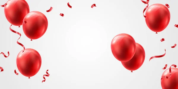 三维红色豪华设计气球庆祝派对矢量图解 — 图库照片