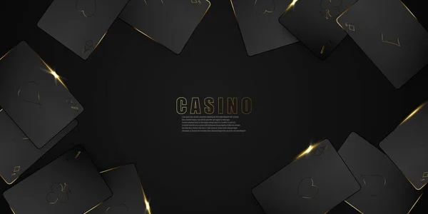 Fondo Diseño Tarjetas Casino Sobre Fondo Negro Elegante Vector Illustration —  Fotos de Stock