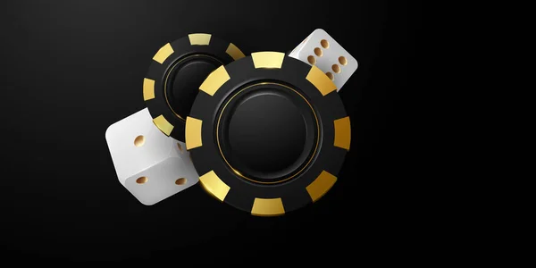 豪华黑色背景矢量画图的3D赌场芯片设计背景 — 图库照片