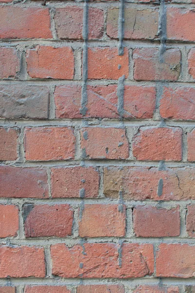 Nahaufnahme Der Schmutzigen Rotbraunen Ziegelwand — Stockfoto