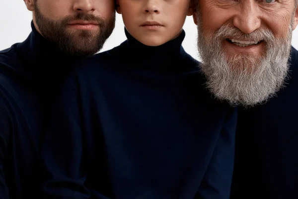 Crop kép három férfi generáció együtt — Stock Fotó