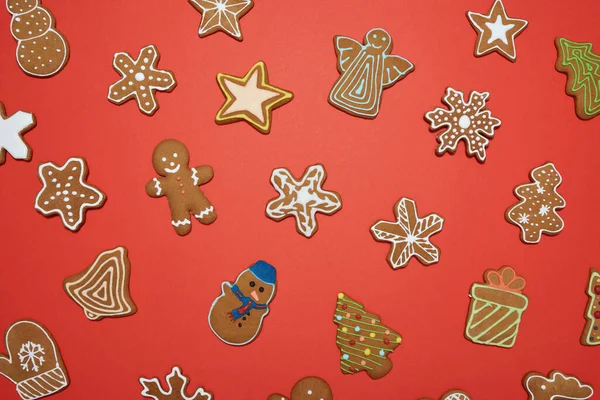 New Year and Xmas set of sweet tasty gingerbreads — Stock Photo, Image