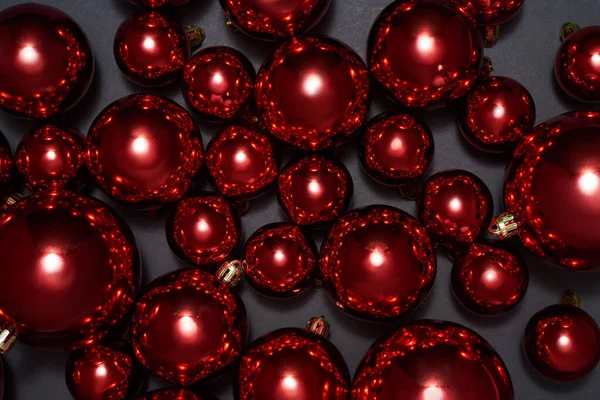 Close up of collection of red christmas balls — Stock Photo, Image