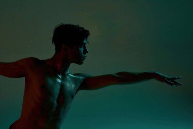 Genç beyaz adam klasik bale yapıyor.