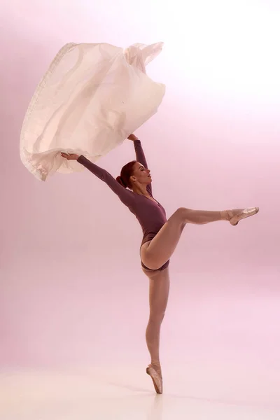 Fit schöne Ballerina Ballett tanzen mit Tuch — Stockfoto