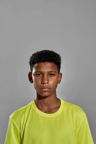 Cropped of confident black boy looking at camera — Fotografia de Stock