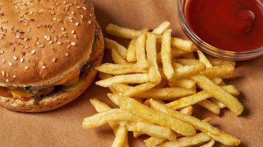 Classic fast food menu on craft recyclable paper