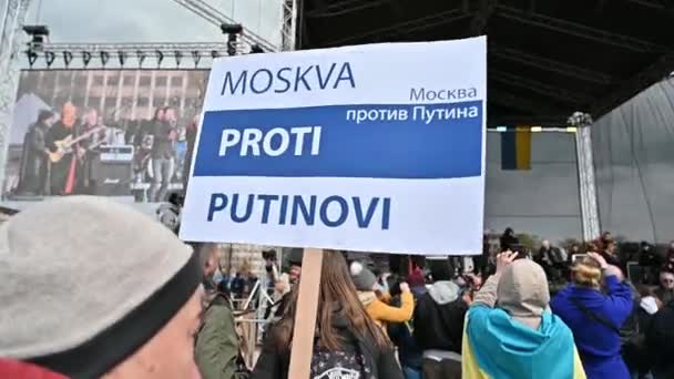 Prága Csehország 2022 Április Események Letnben Prágában Ukrajna Támogatására Orosz — Stock videók