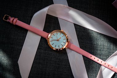 Pink analog watch as a gift