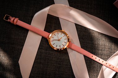 Pink analog watch as a gift