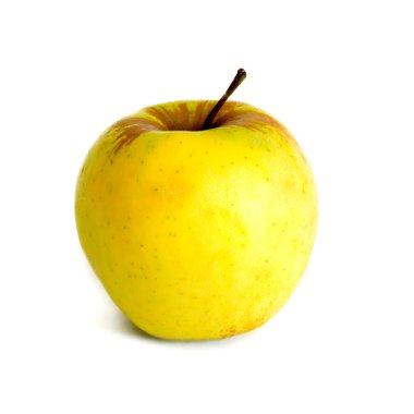 Beyaz arkaplanda izole edilmiş sarı elma