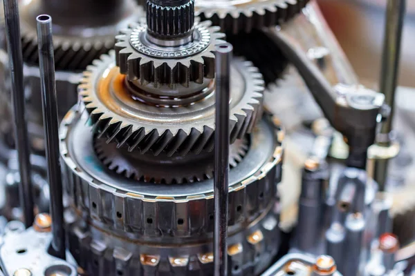 Close-up helical gears in car automatic transmission Stock Image