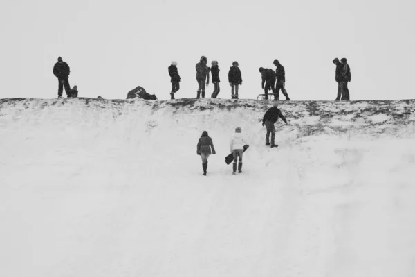 Kinder rutschen den Berg hinunter — Stockfoto