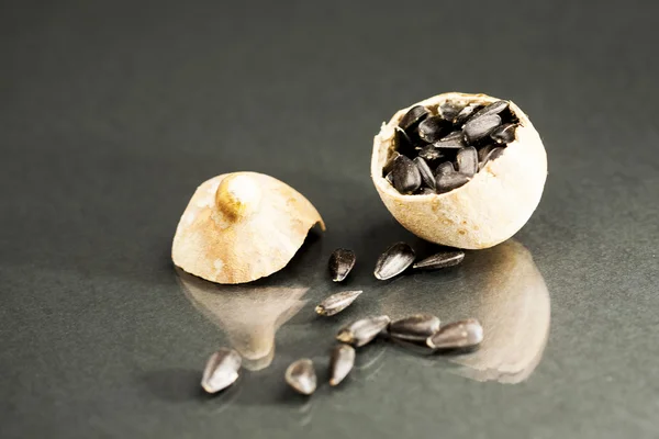 Slunečnicová semena uvnitř sušeného ovoce — Stock fotografie