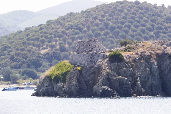 Krajobraz z wody, skał i gruntów - Morze Egejskie — Zdjęcie stockowe