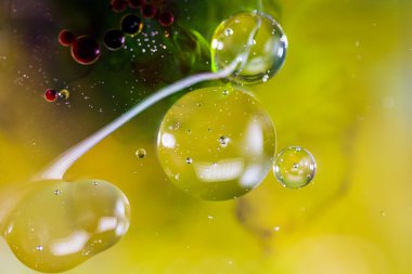 yağ, su ve mürekkep renkli kompozisyonu