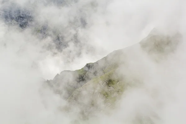 Part of Southern Carpathians in Romania in a very foggy day — Stock Photo, Image