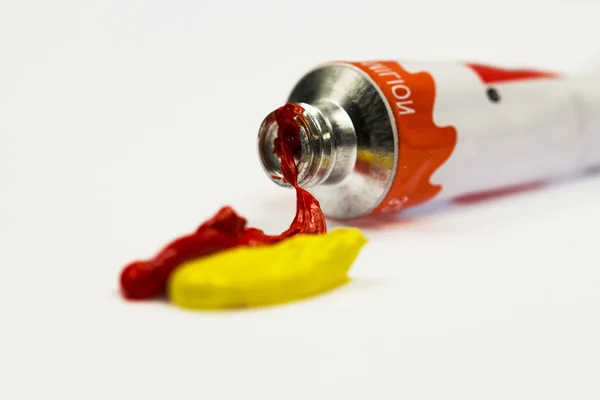 Yellow and red oil paint — Stock Photo, Image