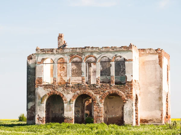 Zerstörtes Haus auf dem Feld — Stockfoto