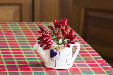 çaydanlık ve kırmızı biber