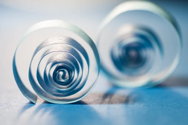 Macro, abstract, background picture of blue paper spirals on paper background — Stock Photo, Image