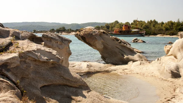 Details voor water en rotsen - Egeïsche zee, Griekenland — Stockfoto