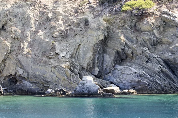 Detaljer om vann og bergarter - Egeerhavet, Hellas – stockfoto