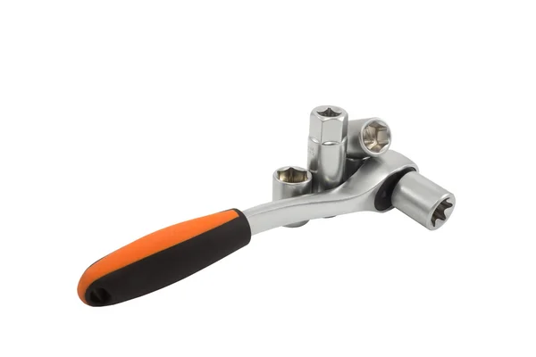 somun anahtarları aracı yüz baş beyaz bir arka plan üzerinde