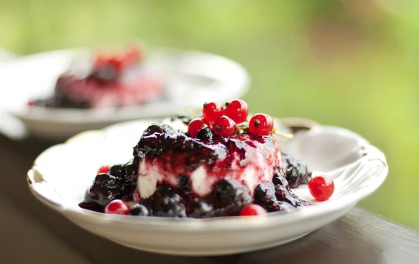 用新鲜的莓果奶油布丁 — 图库照片