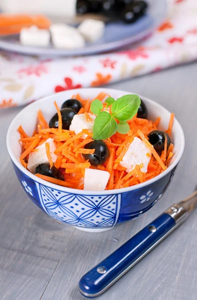 Carrot, olives and feta salad — Stock Photo, Image