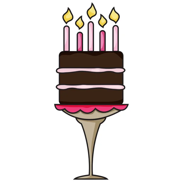 Illustration of a birthday cake with candles — Stock Vector