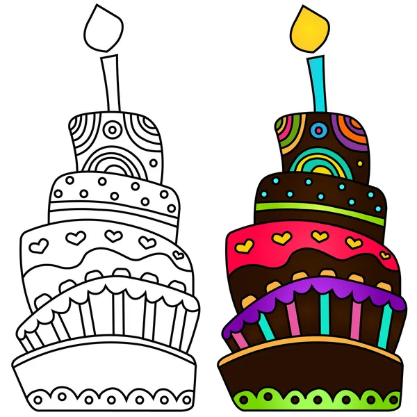 Vector illustration of birthday cake — Stock Vector