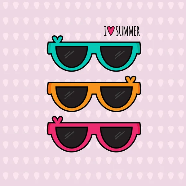 Fondo de verano. Gafas de sol. Ilustración vectorial . — Vector de stock