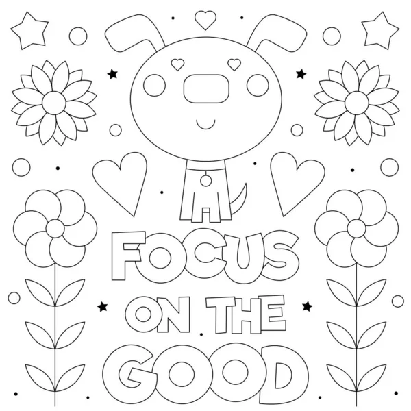 Focus Good Coloring Page Black White Vector Illustration Dog Flowers Royalty Free Stock Ilustrace