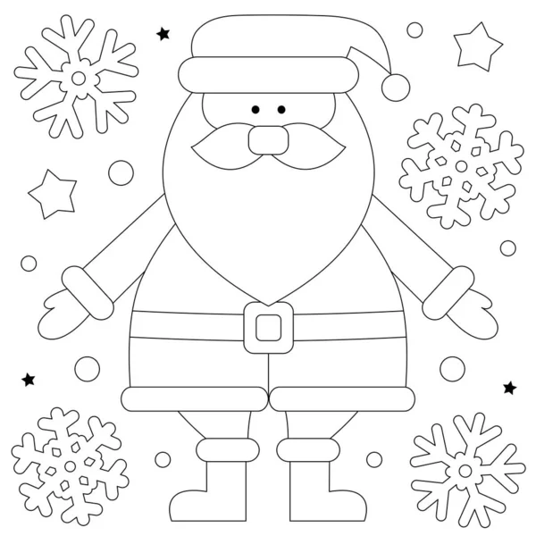 Счастливого Рождества Раскрашивание Страницы Черно Белая Векторная Иллюстрация Деда Мороза Стоковый вектор