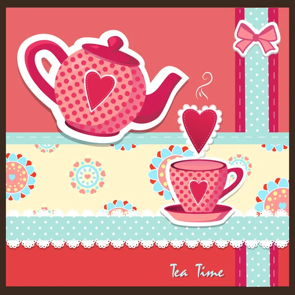 Set de té romántico — Vector de stock