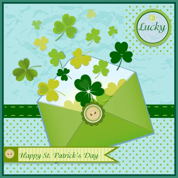 Letter, envelope and clovers for St.Patricks day — Stock Vector
