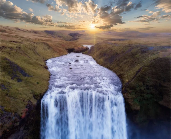 Скогафос Південній Ісландії Яскравим Заходом Сонця — стокове фото