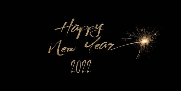 Gelukkig Nieuwjaar 2022 Behang Met Zwarte Achtergrond Gouden Schittering — Stockfoto