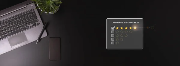 Fünf Sterne Dunkeln Kundenerlebnis Und Zufriedenheitskonzept — Stockfoto