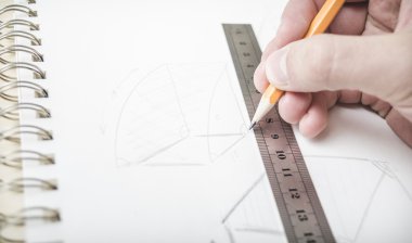 tasarımcı bir eskiz defteri çizim