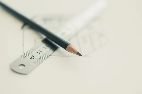 Pencil and ruler — Stock Photo, Image