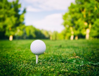 Çimlerin üzerinde golf topu